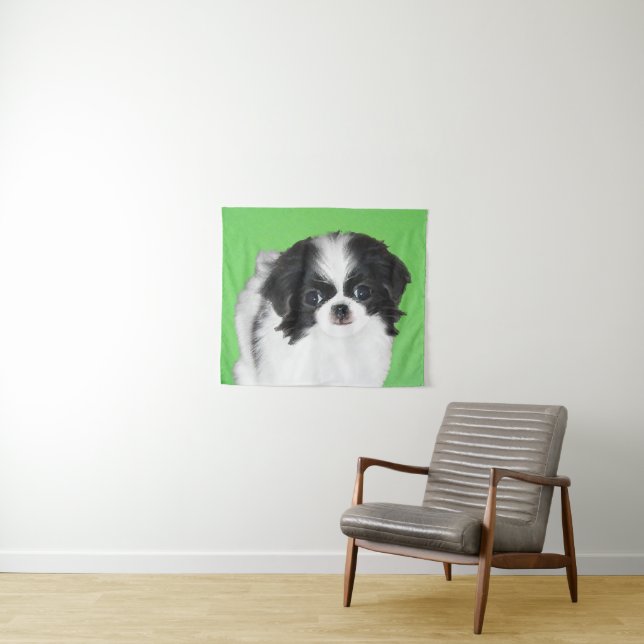 Japanese Chin Puppy Painting - Dog Art Tapestry (In Situ (Horizontal))