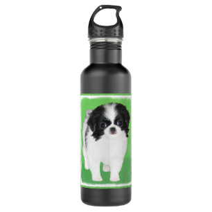 Japanese Chin Puppy Painting - Original Dog Art 710 Ml Water Bottle