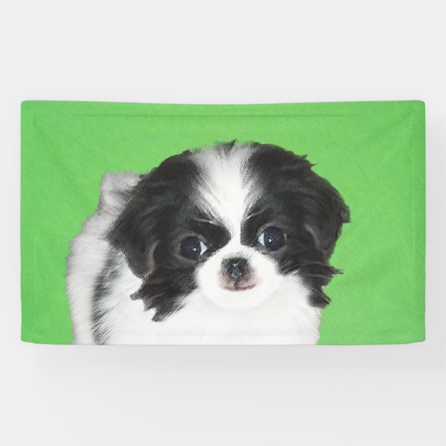 Japanese Chin Puppy Painting - Original Dog Art Banner (Horizontal)