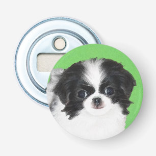 Japanese Chin Puppy Painting - Original Dog Art Bottle Opener