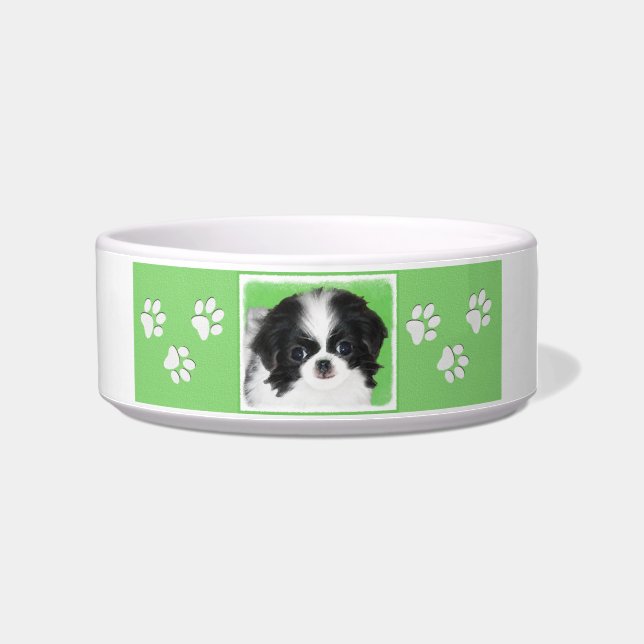 Japanese Chin Puppy Painting - Original Dog Art Bowl (Right)