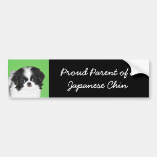 Japanese Chin Puppy Painting - Original Dog Art Bumper Sticker