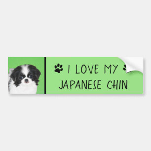 Japanese Chin Puppy Painting - Original Dog Art Bumper Sticker