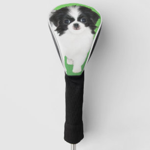 Japanese Chin Puppy Painting - Original Dog Art Golf Head Cover