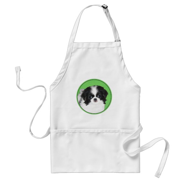Japanese Chin Puppy Painting - Original Dog Art Standard Apron (Front)