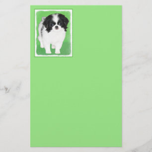 Japanese Chin Puppy Painting - Original Dog Art Stationery