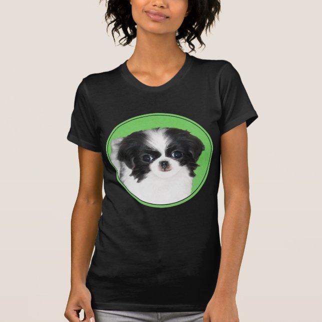 Japanese Chin Puppy Painting - Original Dog Art T-Shirt (Front)