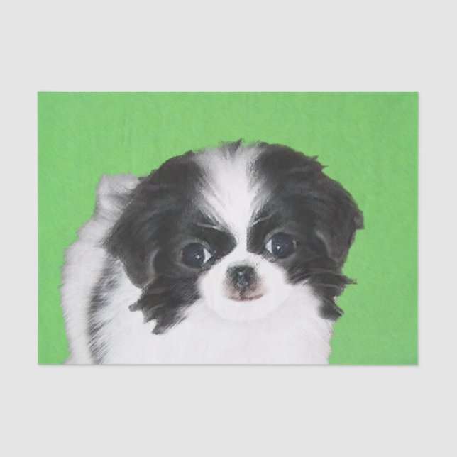 Japanese Chin Puppy Painting - Original Dog Art Tissue Paper (Front)