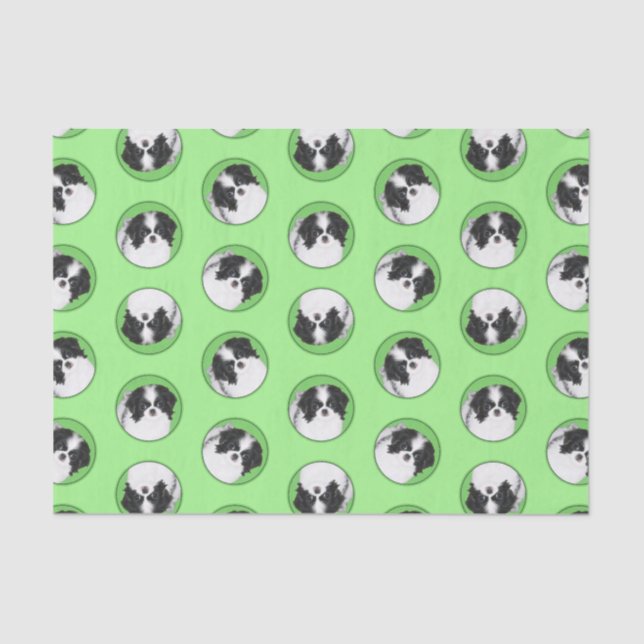 Japanese Chin Puppy Painting Original Pet Dog Art Tissue Paper (Front)