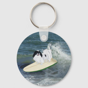 Japanese Chin Surfing Key Ring