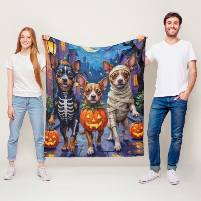 Japanese Chin Trick-or-Treating Halloween costumes Fleece Blanket (In Situ)