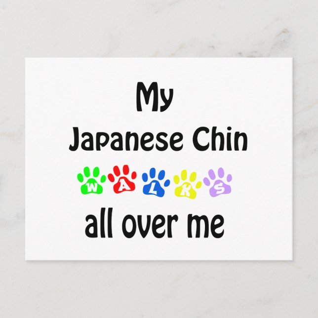 Japanese Chin Walks Design Postcard (Front)