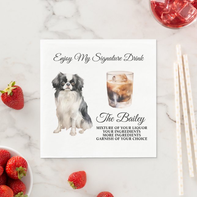 Japanese Chin Wedding Signature Drink Napkins (Insitu)