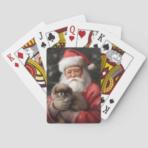 Japanese Chin With Santa Claus Festive Christmas Playing Cards