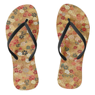 Japanese Chiyogami Floral Pattern Flip Flops
