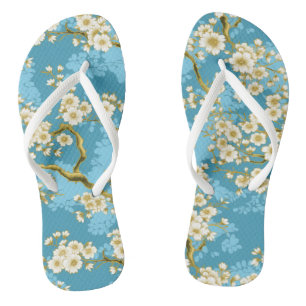 Japanese Chiyogami Plum Blossom Pattern Flip Flops