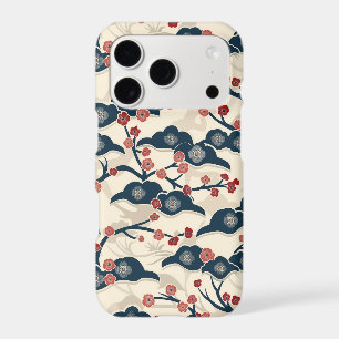 Japanese Chiyogami Ume Red Coral Indigo Cream