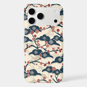 Japanese Chiyogami Ume Red Coral Indigo Cream