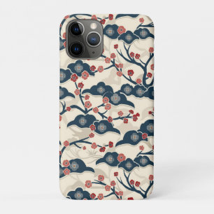 Japanese Chiyogami Ume Red Coral Indigo Cream iPhone 11 Pro Case