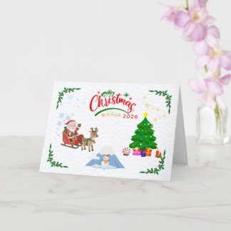 Japanese Christmas Card 2026 with Mount Fuji, Sant