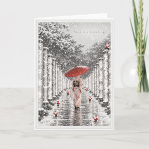 Japanese Christmas in Kyoto – Snowy Kimono Forest Card