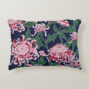 Japanese Chrysanthemum Peonies Vintage Pattern Decorative Cushion