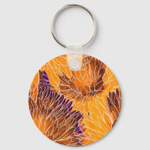 Japanese Chrysanthemum: Watercolor Seamless Patter Key Ring
