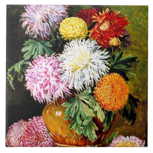 Japanese Chrysanthemums, famous painting, Ceramic Tile