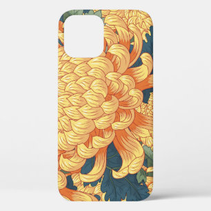 Japanese chrysanthemums: yellow floral pattern. iPhone 12 case
