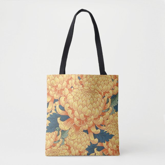 Japanese chrysanthemums: yellow floral pattern. tote bag (Front)
