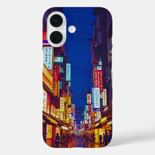 Japanese City Street At Night iPhone 16 Case