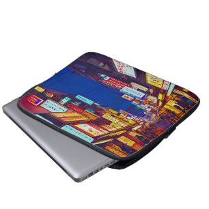 Japanese City Street At Night  Laptop Sleeve