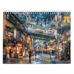 Japanese Cityscape   Tokyo Japan City Wall Calendar