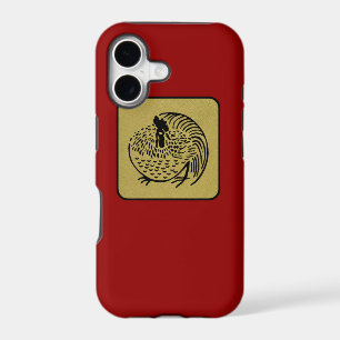 Japanese Clan Kamon Red Laquer and Gold Rooster
