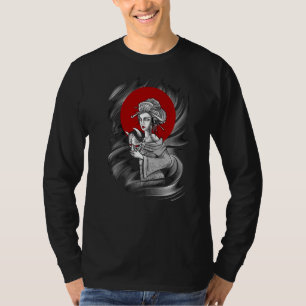 japanese classic geisha holding an oni mask in her T-Shirt