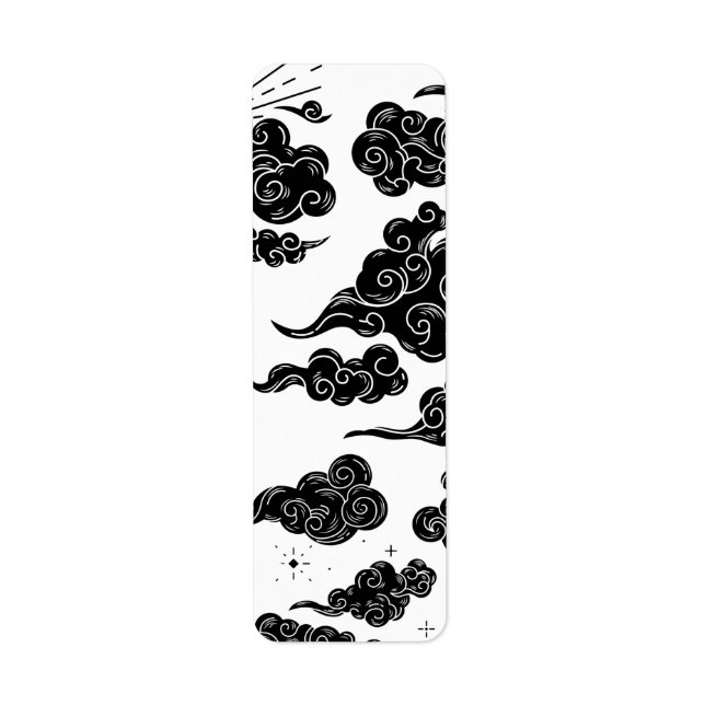 Japanese Cloud Pattern Aesthetic Return Address Label (Front)