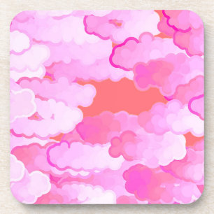 Japanese Clouds, Dawn, Orchid Pink and Coral Coaster
