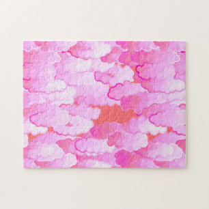Japanese Clouds, Dawn, Orchid Pink and Coral   Jig Jigsaw Puzzle