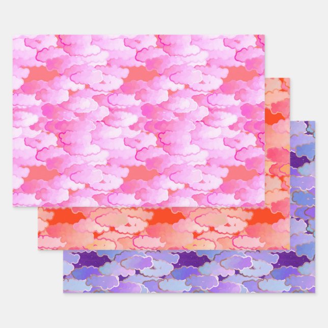 Japanese Clouds, Dawn, Sunset, Twilight     Wrapping Paper Sheet (Set)