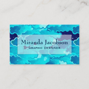 Japanese Clouds, Evening Sky, Turquoise and Indigo Business Card