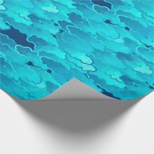 Japanese Clouds, Evening Sky, Turquoise and Indigo Wrapping Paper