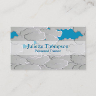 Japanese Clouds, Summer Day, White and Sky Blue Business Card