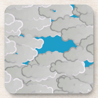 Japanese Clouds, Summer Day, White and Sky Blue Coaster