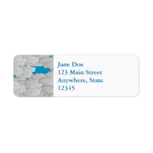 Japanese Clouds, Summer Day, White and Sky Blue Return Address Label