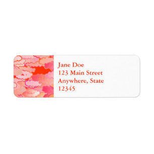 Japanese Clouds, Sunset, Coral, Fuchsia, Pink Return Address Label
