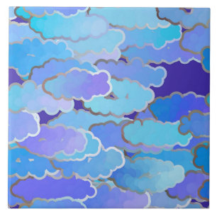 Japanese Clouds, Twilight, Violet and Cobalt Blue Tile