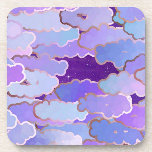 Japanese Clouds, Twilight, Violet and Deep Purple Coaster