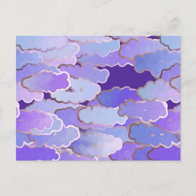 Japanese Clouds, Twilight, Violet and Deep Purple Postcard (Front)