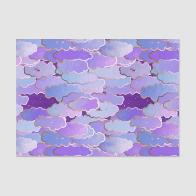 Japanese Clouds, Twilight, Violet and Deep Purple Tissue Paper (Front)