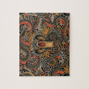 Japanese Cobra Irezumi Tattoo Pattern Jigsaw Puzzle